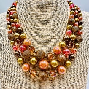 Vintage Elegant Multicolor Beaded Necklace made in Japan